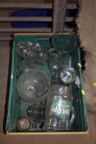 A box containing various glassware etc