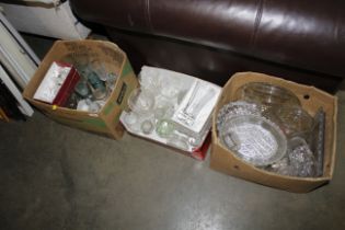 Three boxes of miscellaneous glassware etc