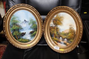 A pair of oils on board depicting rural landscapes