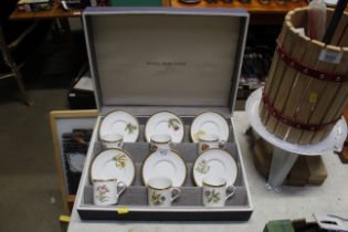 A cased set of Royal Worcester "Wallflower" patter