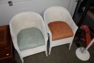 Two Lloyd Loom armchairs