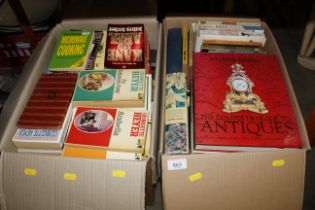 Two boxes of books including Art, Antiques, paperb