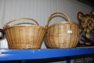 Two wicker shopping baskets