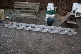 A double extending aluminium ladder