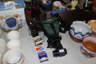 A quantity of various camera equipment including P