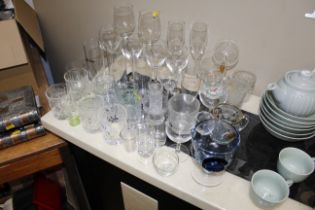 A quantity of various table glassware including a