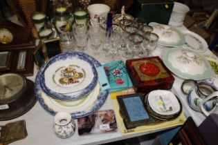 A collection of various decorative pottery and gla