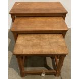 Robert Thompson of Kilburn 'Mouseman', oak nest of three tables (39.5cm x 26.5cm, 50.