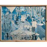 H Thiriet blue Nouveau style print 'Absinthe Berthelot' 54cm x 74cm