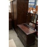 Five piece mahogany finish Stag bedroom suite including two door wardrobe, 120cm x 178cm high,