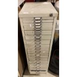 A grey metal twenty drawer index cabinet (saleroom location: F10)