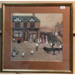 Helen Bradley framed print 'Friday Afternoons At The Co-oP' depicting Oldham Co-operative Stores