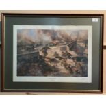 Alan Fearnley framed print 'The Bridge at Arnhem' 40cm x 53cm John Frost pencil signature to bottom