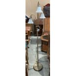 Brushed brass effect three light standing lamp (saleroom location: middle warehouse)