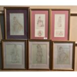 William Russell Flint four pencil effect prints of ladies and two others,
