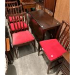 Stag mahogany finished drop leaf dining table 89cm x 46cm to 138cm and four matching dining chairs