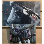 Two box prints of shotguns,