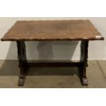 Oak carved edge side table 71cm x 43.