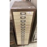 A Bisley brown and beige metal fifteen drawer index cabinet (saleroom location: F10)