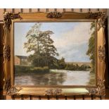 J S Broadbent ornate gilt framed oil on canvas 'Ripley (near Harrogate)', 36cm x 45cm,