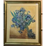 Large gilt framed Van Gogh print 'Irises',