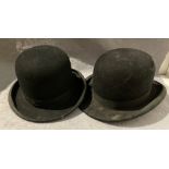 The Dulas Make Kool-Fit black bowler hat size 7 and a Bennetts London black bowler hat (possibly