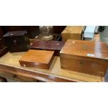 A mahogany writing box with leather inlaid writing slope, 30cm x 22cm x 15cm,