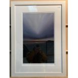 White wood framed print entitled 'Last Light' with indistinct signature - 70cm x 40cm
