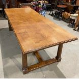 A large oak refectory dining table by Albert Oldroyd of Cawthorne, 245cm x 100cm,