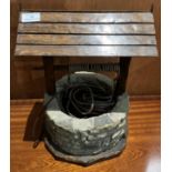 Stone and oak wishing well table lamp 38cm high (no PAT test,