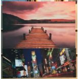 Two framed box prints, Windermere, 70cm x 100cm and New York,