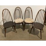 Set of four Ercol Windsor Quaker dining chairs (two with padded seats) (saleroom location: kit