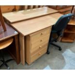 Four drawer wooden mobile pedestal,