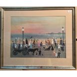 Helen Bradley framed print 'Evening on the Promenade',
