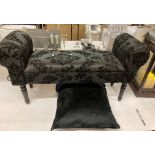 Black fabric double armed stool and cushion (Saleroom location U02)