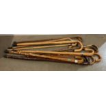 Twelve assorted walking sticks by HP Cooke Devon,