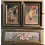 Two gilt framed oil effect prints 'The Love Letter' by C E Wilson and 'Going to the Well' by