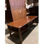 Mahogany two sided single drawer long coffee table 121cm x 50cm x 44cm (saleroom location: kit