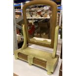 Green painted wooden table top swing mirror with two drawers (saleroom location: G08)