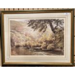 Sidney Perrin framed print 'River in Moorland', 40cm x 55cm,
