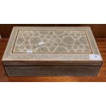 Oak and mother of pearl jewellery box (possibly a Hoshiarpur inlaid box or Egyptian jewellery box)