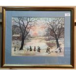 Helen Bradley framed print 'On a Beautiful Winters Day' 30cm x 38cm