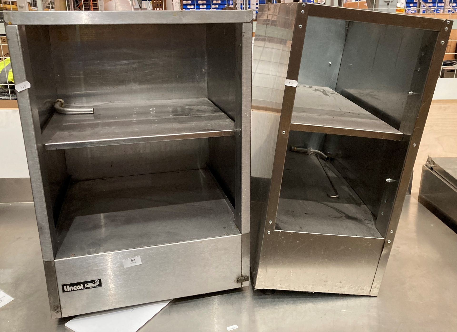 Two under counter 2 shelf stainless steel storage units Further Information ***