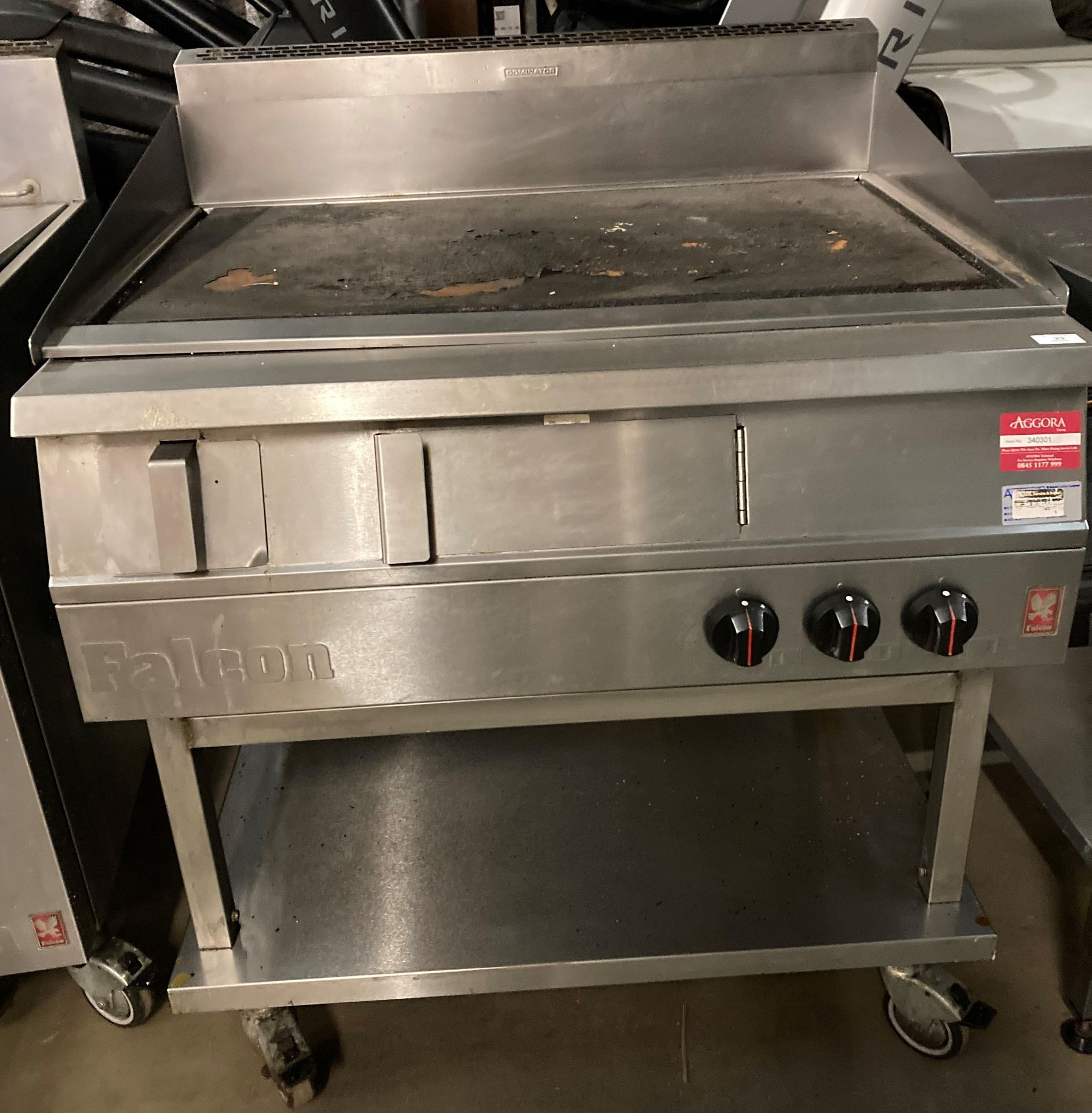 Falcon Dominator stainless steel gas hot plate with undershelf and on castors Further