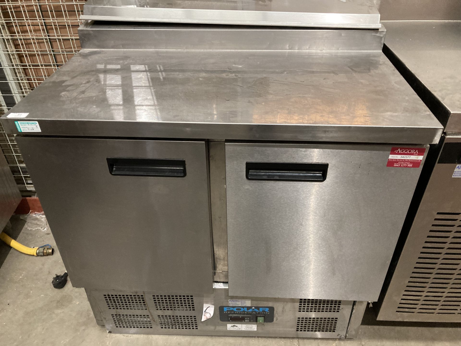 Polar stainless steel twin door refrigeration unit complete with salad bar top Further