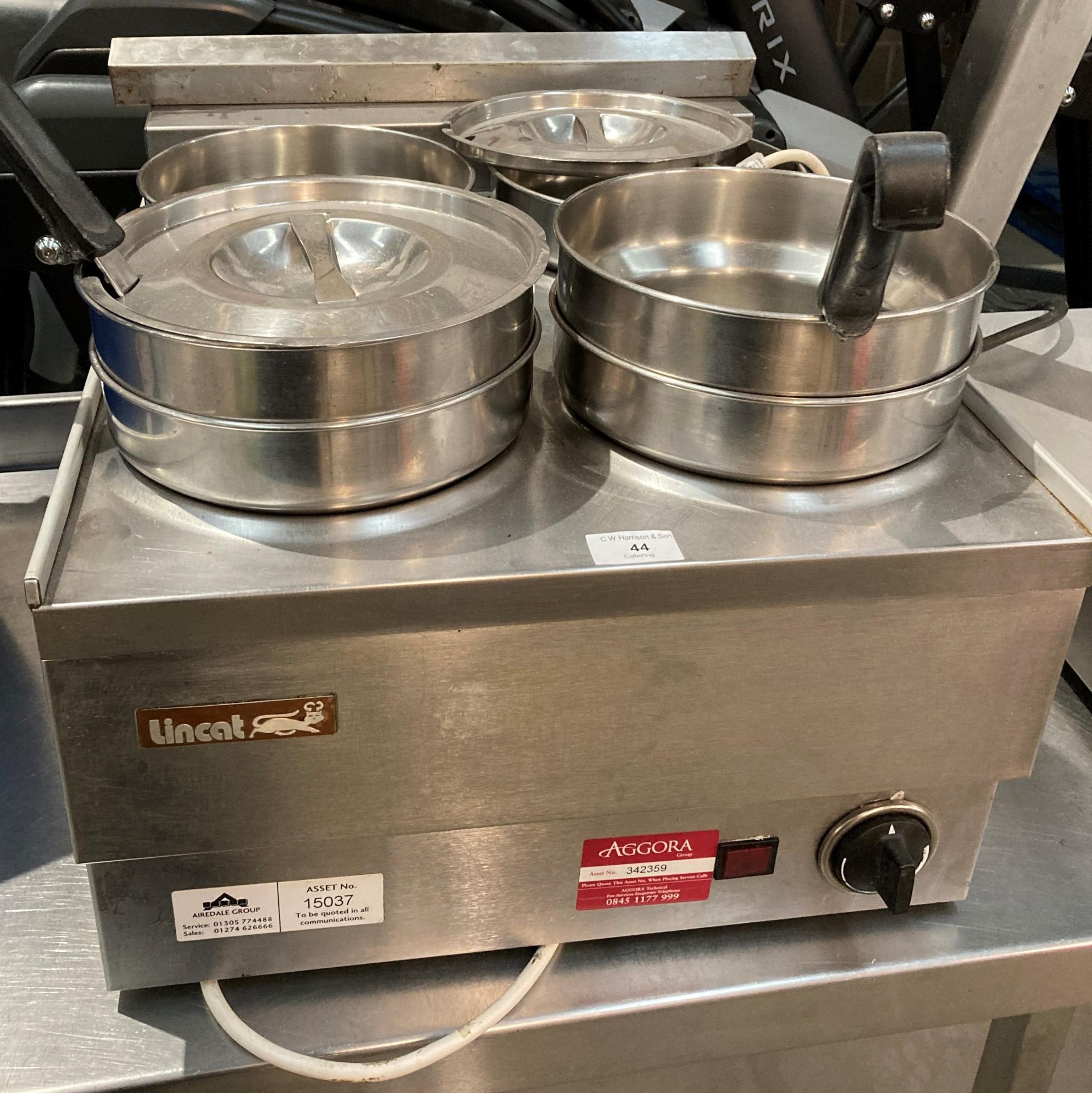 Lincat 4 pot stainless steel Bain Marie including post and lids 240v (failed PAT test)