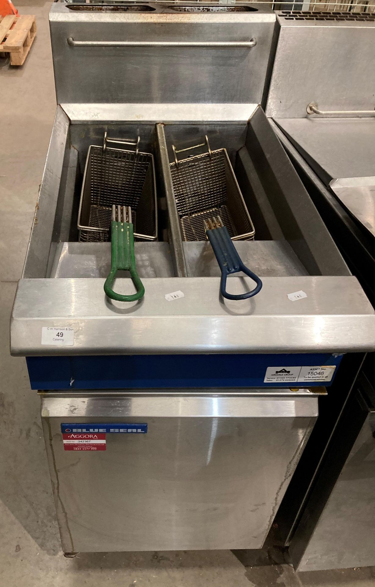 Blue Seal stainless steel twin pan deep fat fryer complete with 2 baskets Further