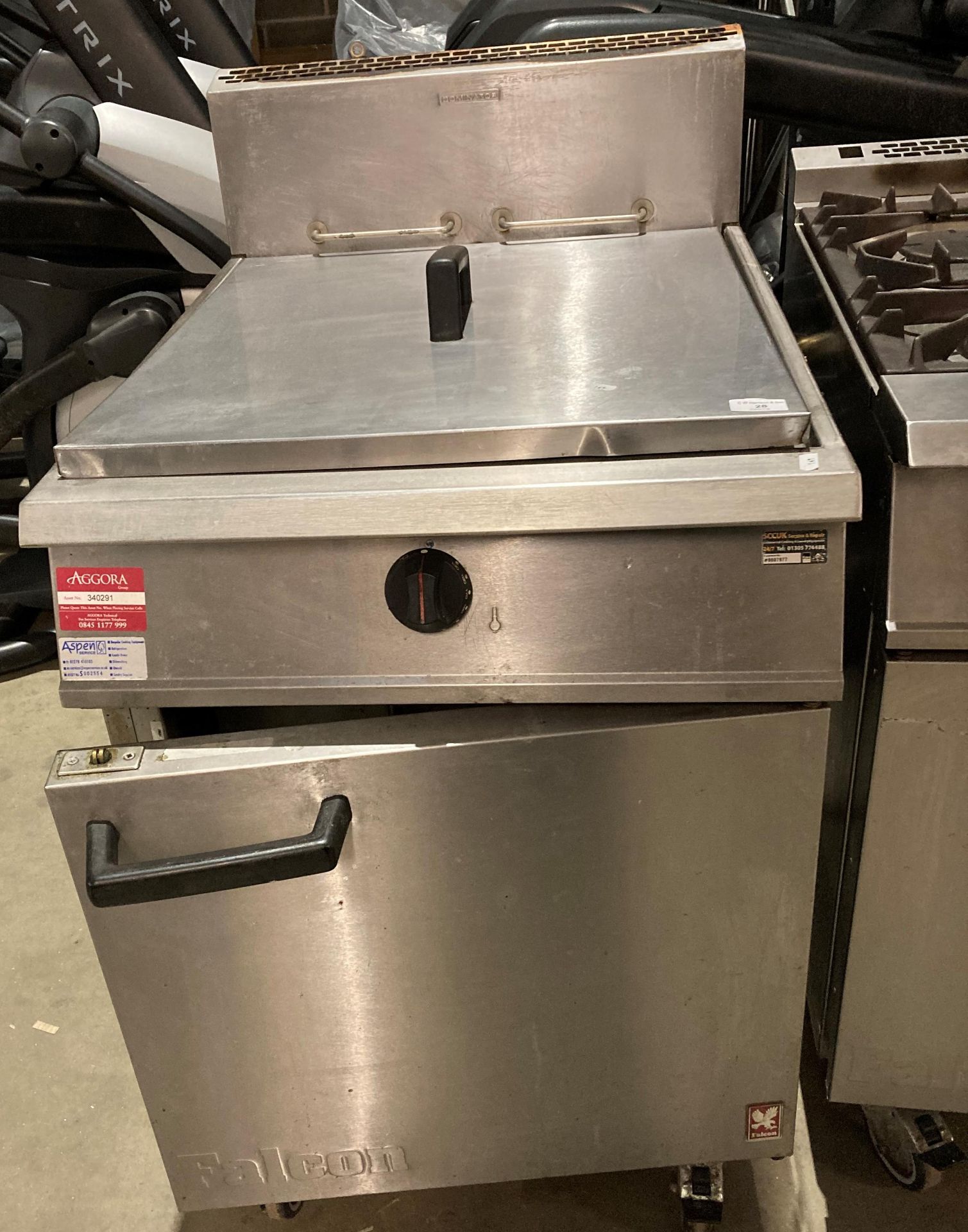 Falcon Dominator stainless steel gas twin pan deep fat fryer on castors complete with two baskets