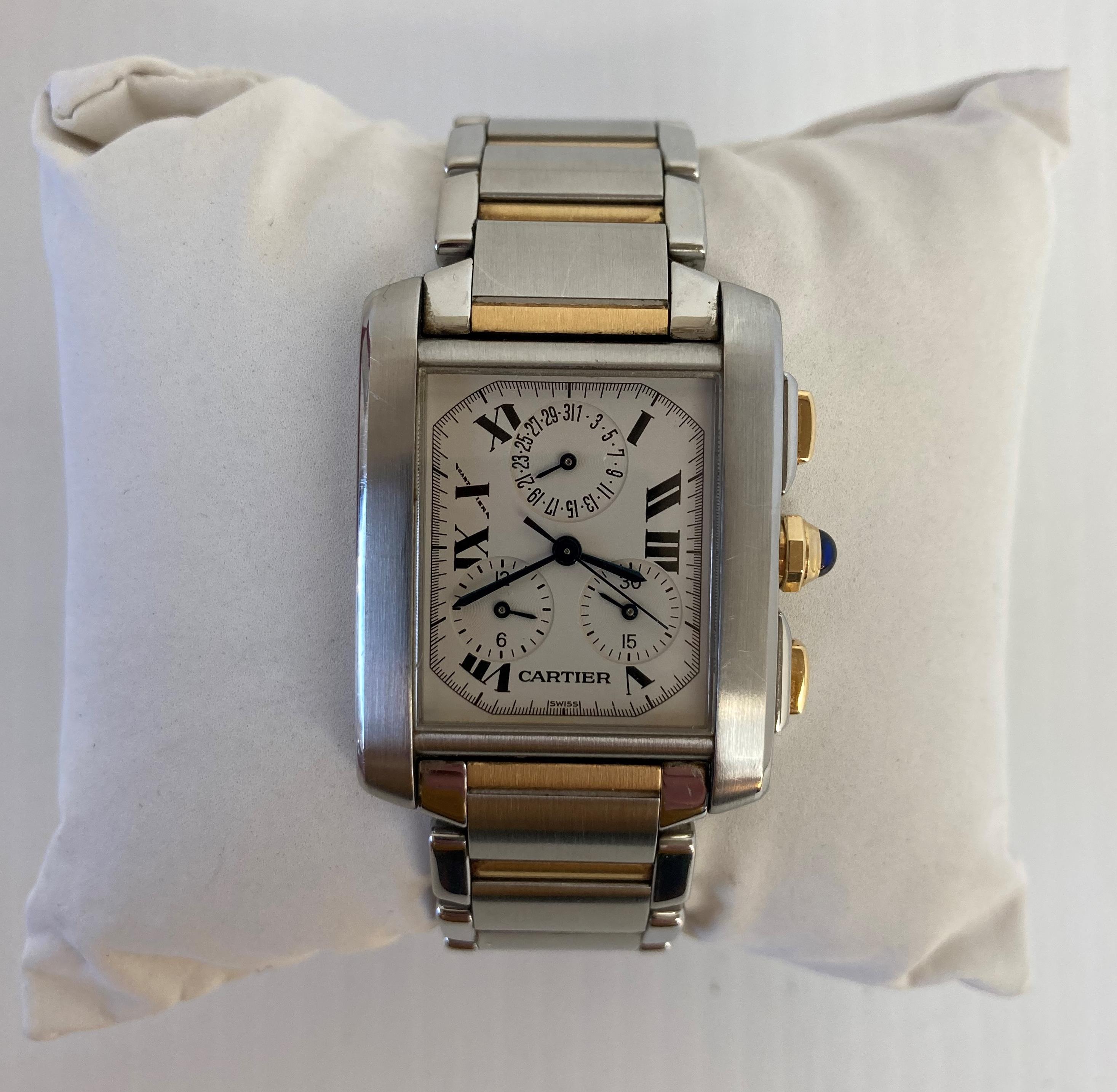 A Cartier Tank gentleman's bi-metal wristwatch, sapphire dial, - Image 2 of 11