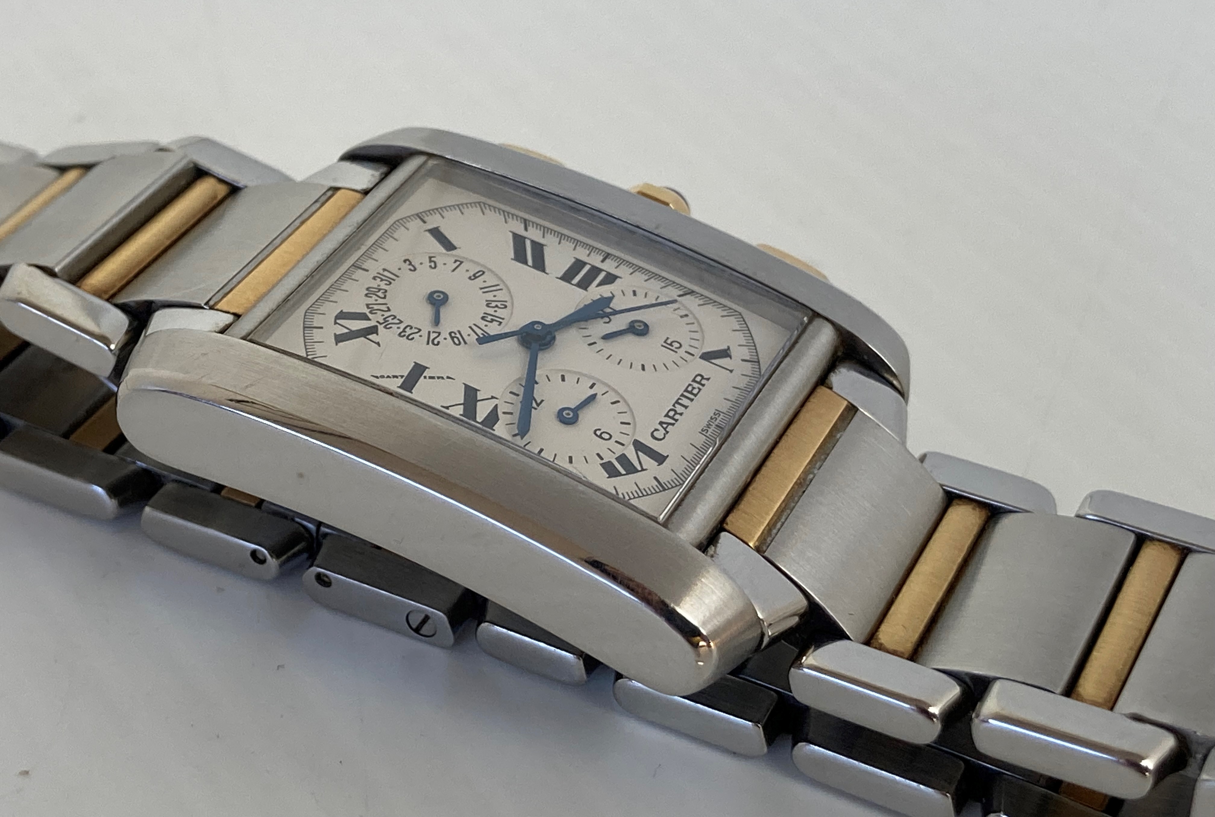 A Cartier Tank gentleman's bi-metal wristwatch, sapphire dial, - Image 6 of 11